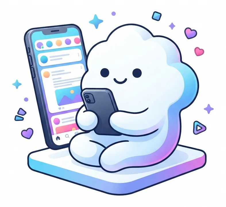 An agent beside a cloud panel of stacked cards